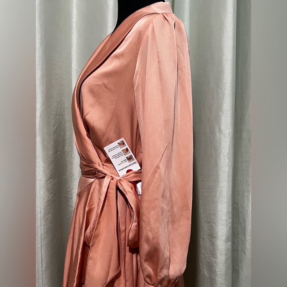 Mac Duggal Elegant salmon Peach Wrap‎ Dress high low Style #70135 size 2 NWT - Picture 6 of 11
